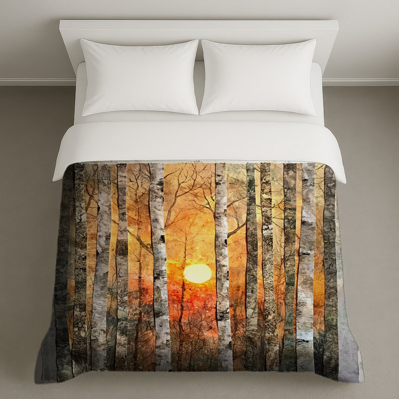 Birch Trees Sunset Duvet Covers, Twin