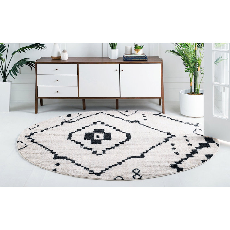 Victorville Abstract Indoor Rug, Round 4'