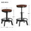 Ensemble de 2 tabourets de bar réglables Vintage en métal avec repose-pieds pour la cuisine et la salle à manger