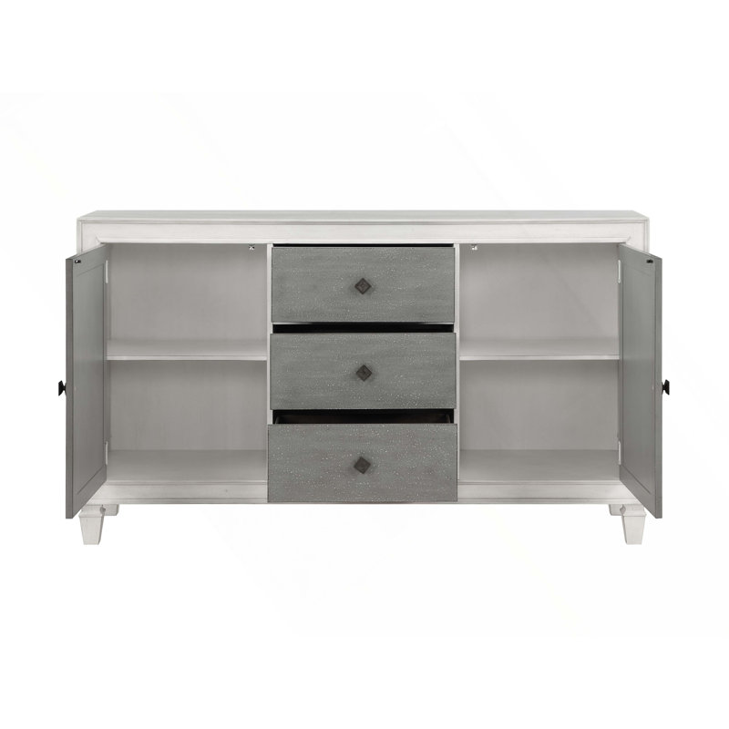 Rustic Gray & Weathered White Finish Server
