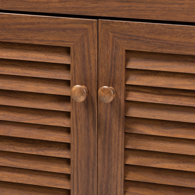 Shoe Storage Cabinet, Walnut, 33.38" H x 30.75" W x 14.7" D