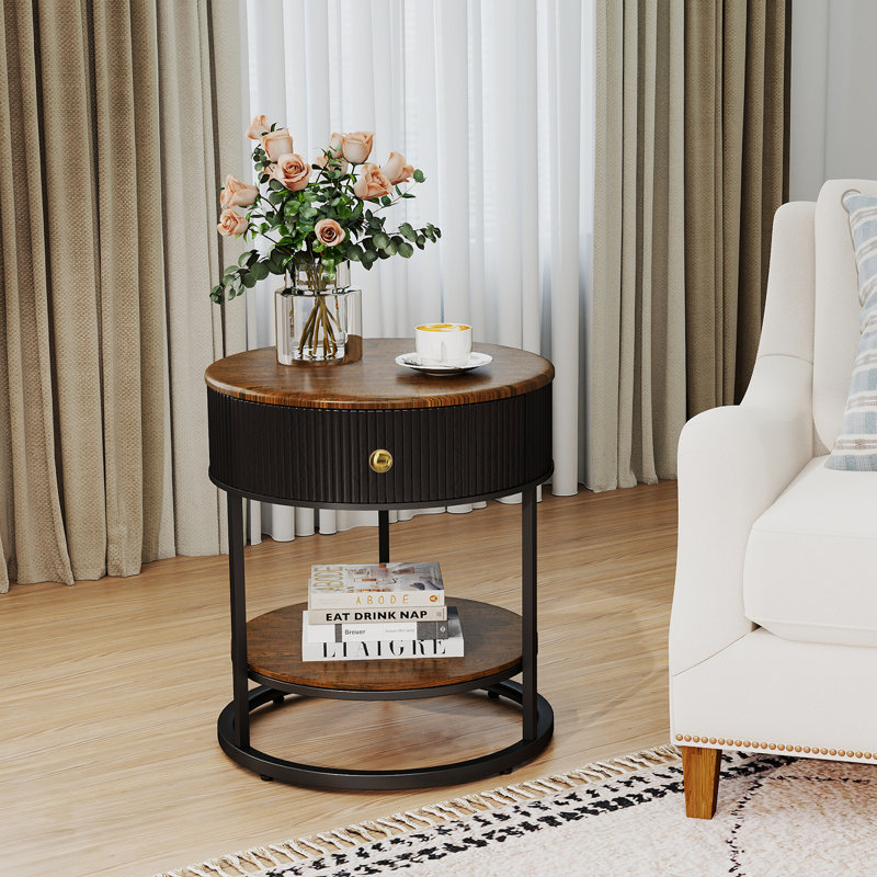 Frame End Table, Brown, Black