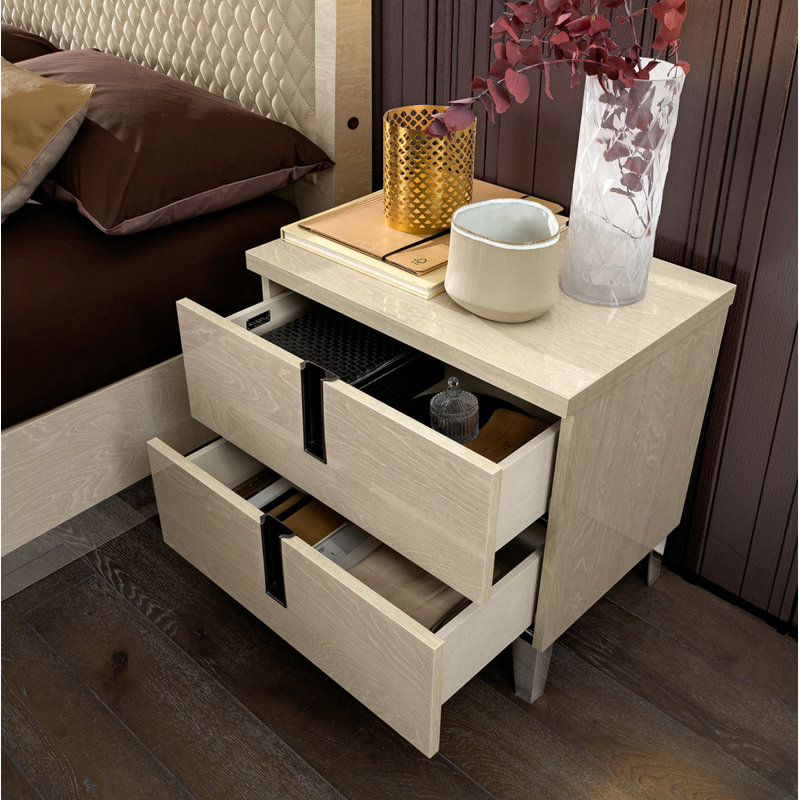 Table de chevet 2 tiroirs Brookman en ivoire