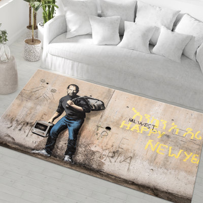 Tapis de salon spacieux à poils doux avec un motif floral et géométrique complexe pour un look élégant et confortable