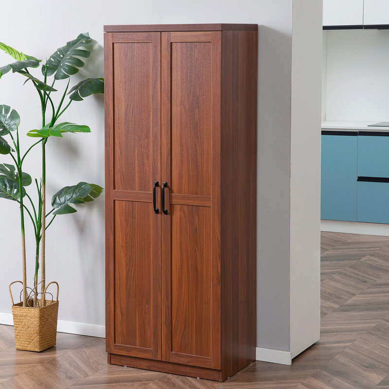 Garde-manger de 63 po, armoire à 2 portes avec 5 tablettes et 2 tablettes réglables, brun pour un garde-manger élégant, niveaux. Gardez bien rangé. Salle à manger