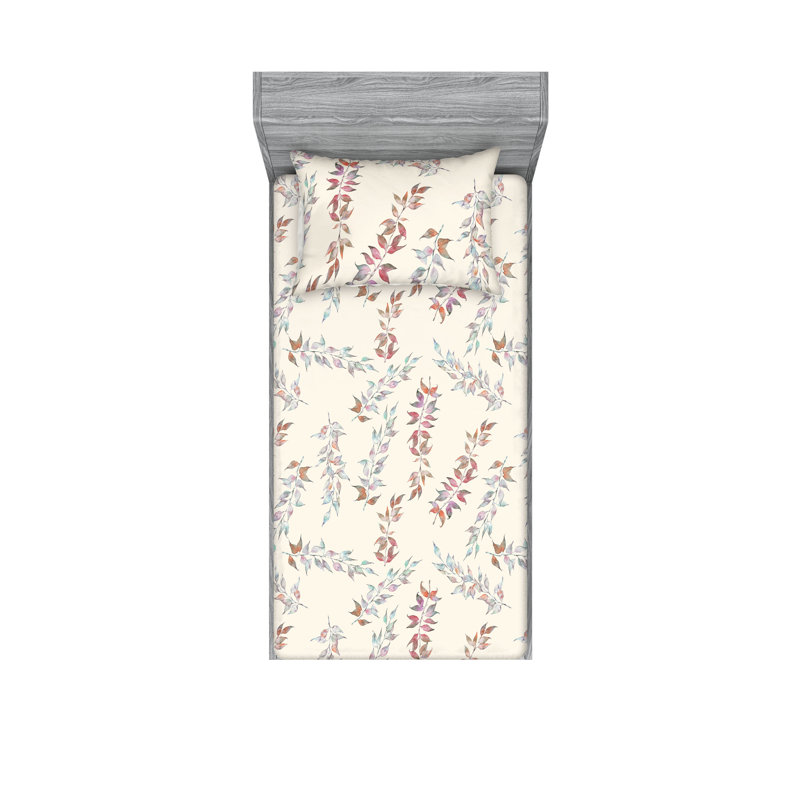 Drap-housse et taie décorative Ambesonne, Ensemble de draps pour lit simple avec 1 taie d'or