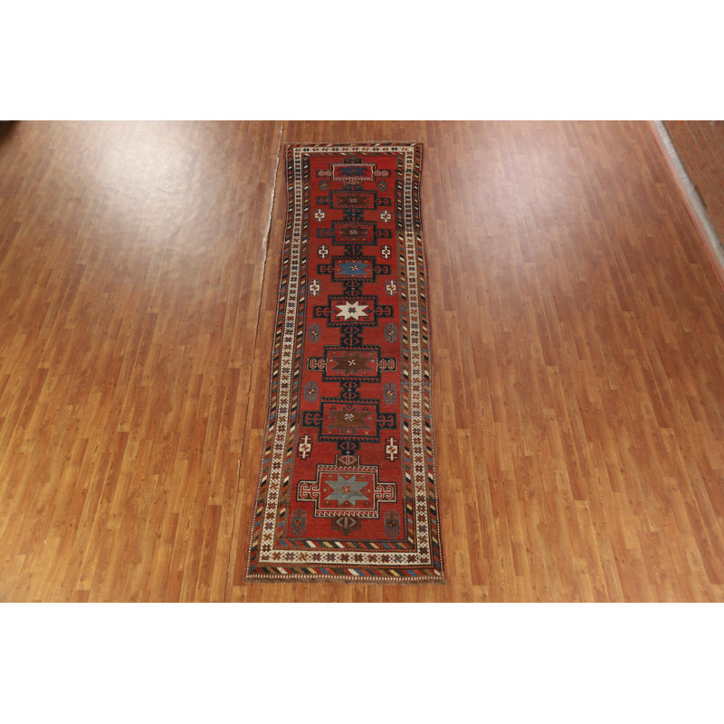 Pre-1900 Antique Kazak Vegetable Dye Runner Rug
