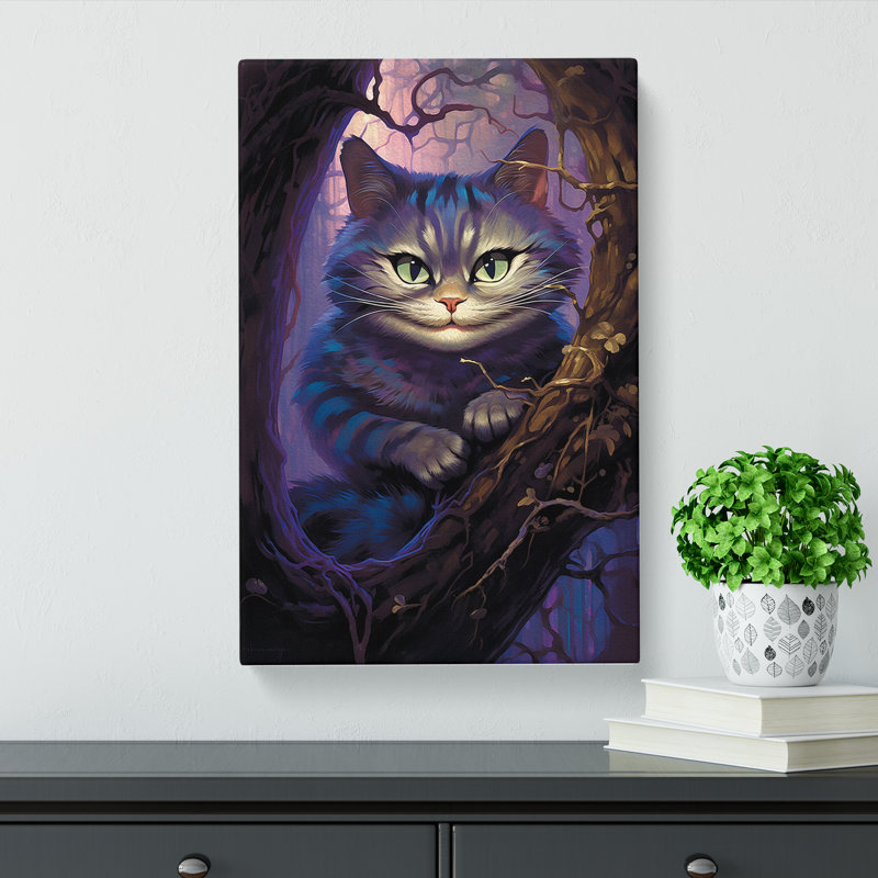 Cheshire Cat Nouveau - Wrapped Canvas, 60cm H x 40cm W x 3cm D