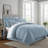 Shay Solid Cornflower Blue Cotton Comforter Set  8 Piece-109897567