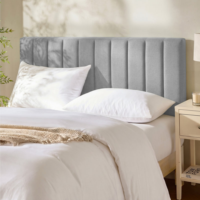Chastelyne Upholstered Easy Assemble Wall Mounted Headboard, King, Silver