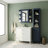 Bathroom Wall Storage Cabinet With Mirror, Medicine Cabinet With Adjustable Wood Shelf & Doors, Mounted Storage Cabinets With 6 Open Shelves, Blue-1363583916