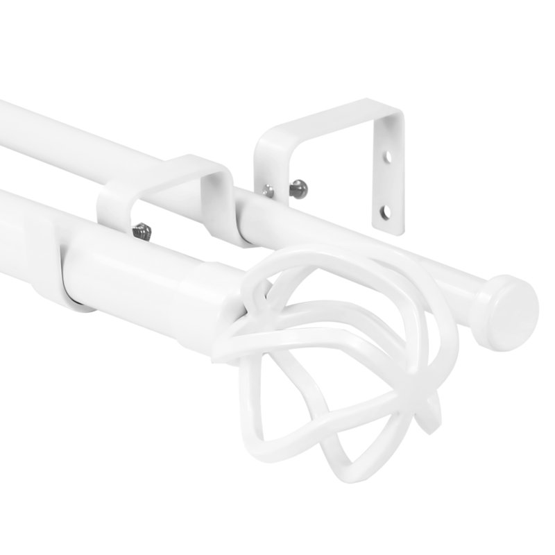Tringle à rideaux double Mikel, H 1 po x l 48 po x P 1 po, Blanc