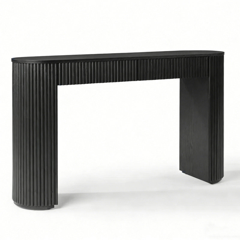 Console rétro avec tiroirs Retro, Noir, H 29,92 po x l 55,12 po x P 11,81 po