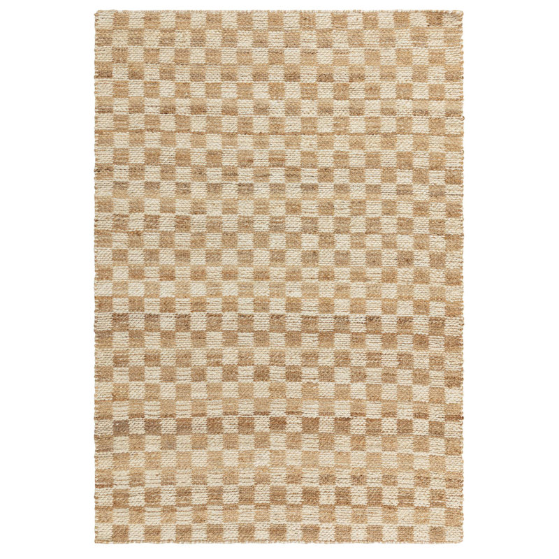 Merrisa Jute Checker Area Rug, Rectangle 120 x 170 cm, Beige