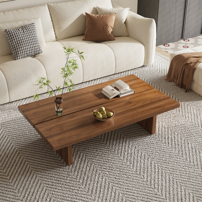 Table basse rectangulaire en bois de 47 po, placage en noyer pour salon, bureau à domicile, appartement, Noyer