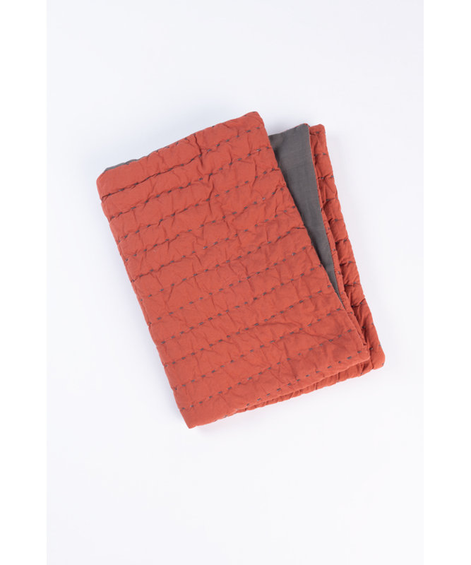 Courtepointe moderne en coton Polston - simple, Courtepointe simple, Brique / gris anthracite