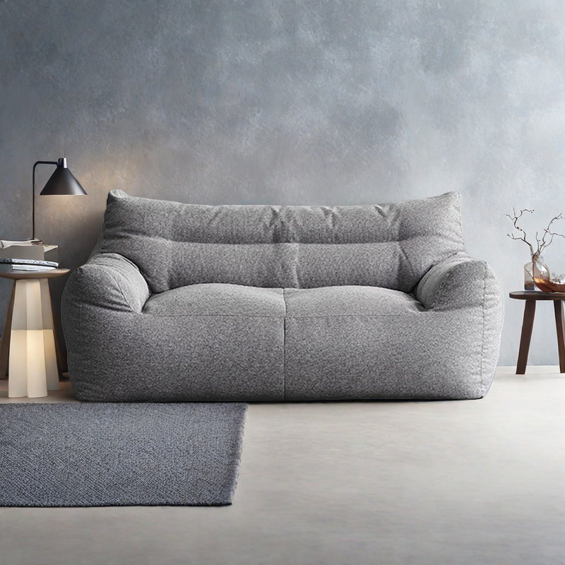 Canapé simple en coton et lin, Mélange de coton gris