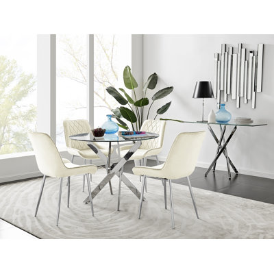 Bernell 4 -Person Glass Dining Set