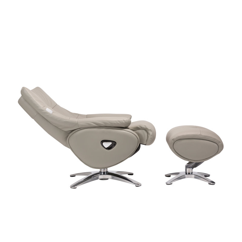 Wanamaker Upholstered Swivel Recliner, Gray Leather Match