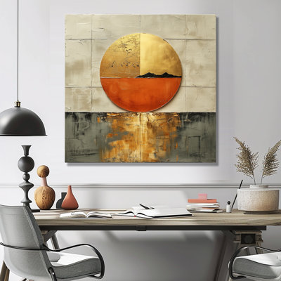 Gold Japanese sunset on lake - Japan Framed Wall Art