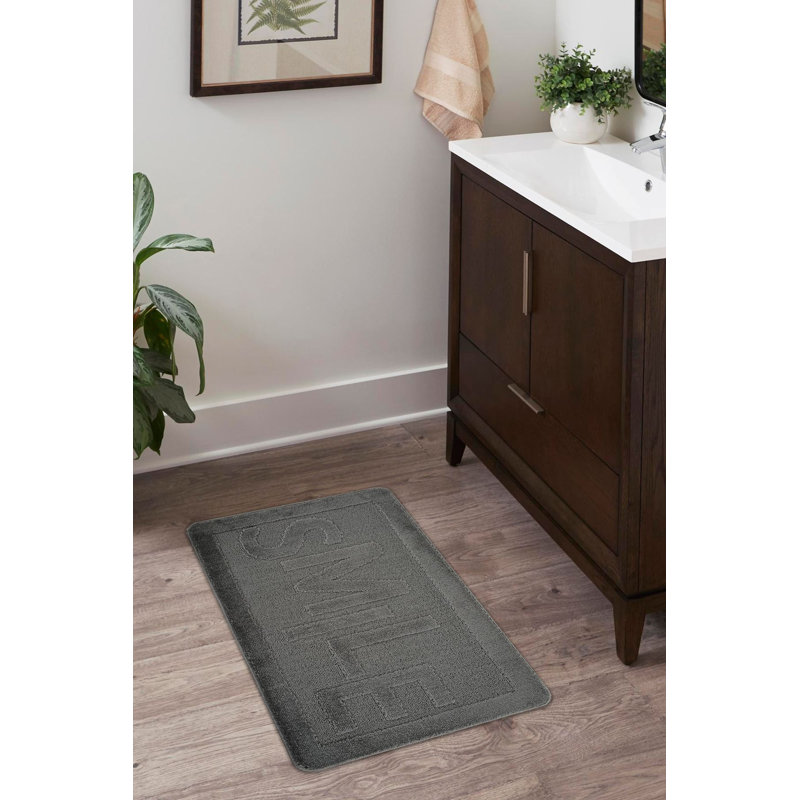 Tapis de bain de haute qualité, anthracite, 23,6 po x 39,4 po | 100% polypropylène, épaisseur totale: 0,4 po | Semelle antidérapante en latex naturel, lavable à la machine, aspirateur | Parfait pour le confort de la salle de bain et du vestibule