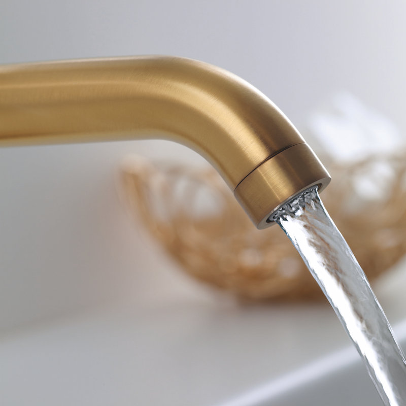 Purist Vessel Sink Bathroom Faucet with Drain Assembly, Vibrant Moderne Brushed Gold