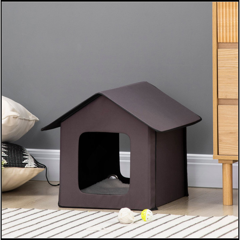 Abris chauffant pour chat pour l'extérieur et l'intérieur, abri portatif pour chat, imperméable et isolé, brun