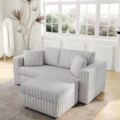 Modern Sofa75.6"Soft  Modular 2-Person Sofa With Hydraulic Lift. Highly Comtable & Stylish. Matches 30.7" Ottoman. Ideal   & .  Gray