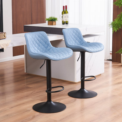 Zager Swivel Adjustable Height Bar Stool Leather Barstools Upholstered Counter Stools Round Base