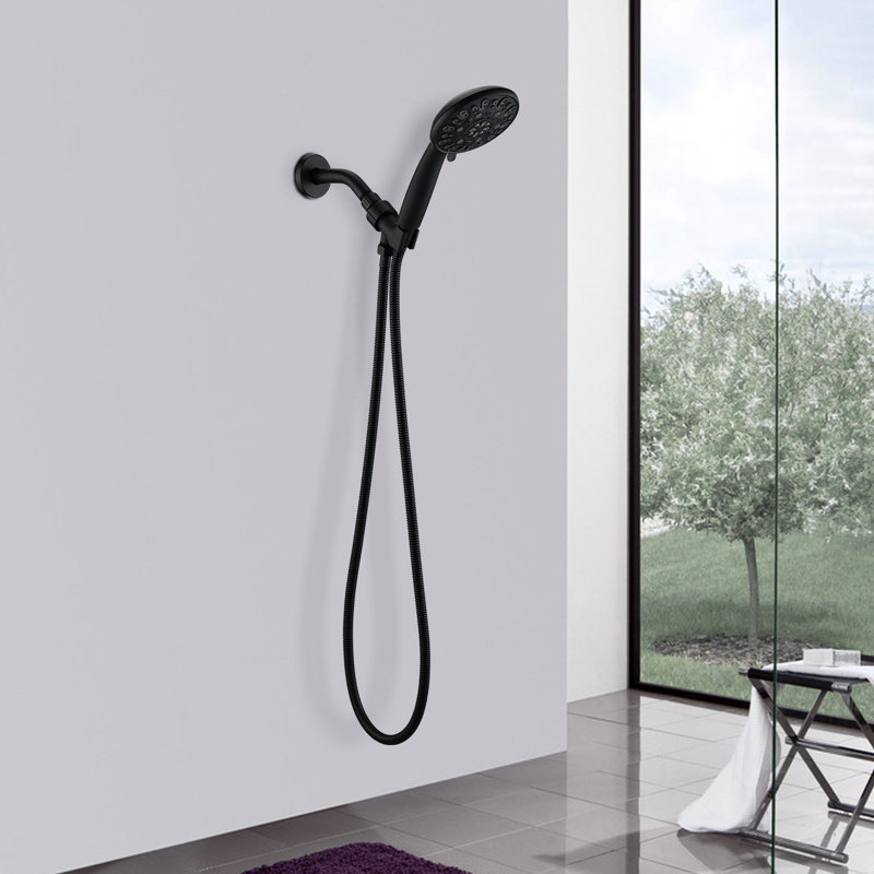 Douche à main à 7 réglages de jet, noir mat, robinet de douche à 7 réglages de corrosion et décoloration