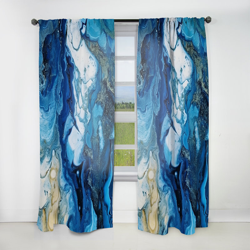 Elixir II Agatie bleu gris et gris - Rideau moderne - Velours obscurcissant - 1 panneau, L 52 po x L 95 po