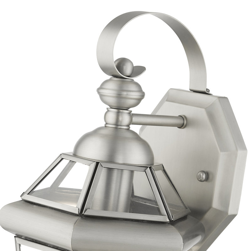 Lanterne murale d'extérieur en verre biseauté Creason, H 12 po x l 7 po x P 7 po, Nickel brossé