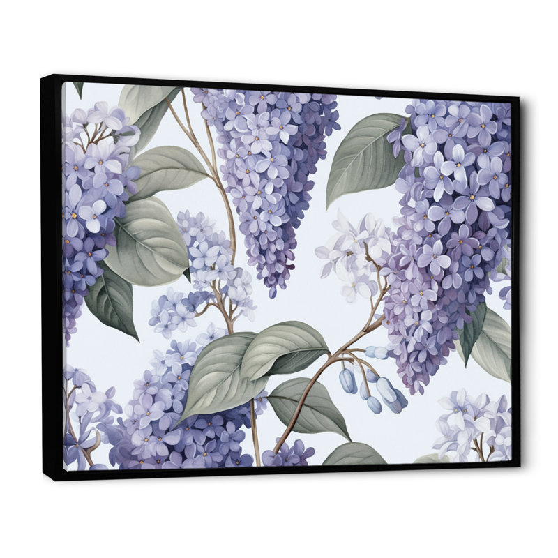 «Purple Ang Grey Lilac Fragrant Blooms II», reproduction d'art sur toile, Cadre flottant noir, H 30 po x l 40 po x P 1,5 po