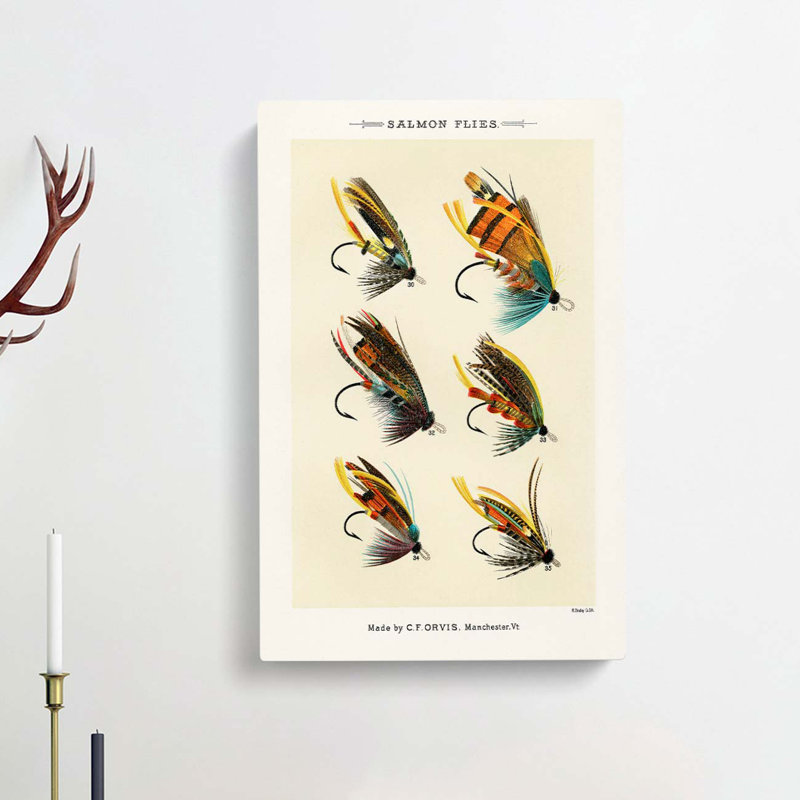 Salmon Fishing Flies Version 1 by Mary Orvis Marbury - Wrapped Canvas, 60cm H x 40cm W x 3cm D