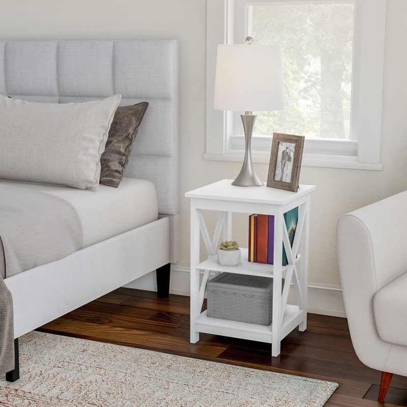 Table de bout avec rangement Odder, Blanc