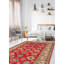 Tapis unique en laine noué à la main 6 pi 1 po x 9 pi nouvel âge Ocelia en rouge foncé / brun