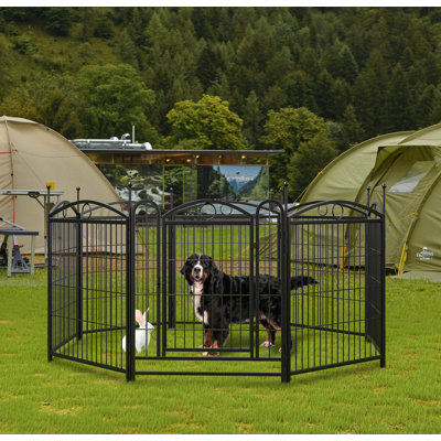 32" 8-Panel Heavy Duty Metal Dog Playpen - Indoor & Outdoor Pet Fence with Doors | Foldable Exercise Pen for Large, Medium & Small Dogs