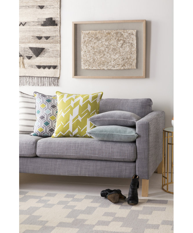 Geometric Cotton Reversible Throw Pillow, Lime/ White