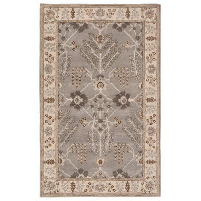 Tapis oriental gris / beige / brun en laine touffeté à la main Crestfield