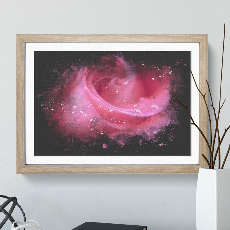 Pink Rose Flower Vol.8 - Picture Frame Graphic Art, 65cm H x 90cm W x 2cm D, Black Framed