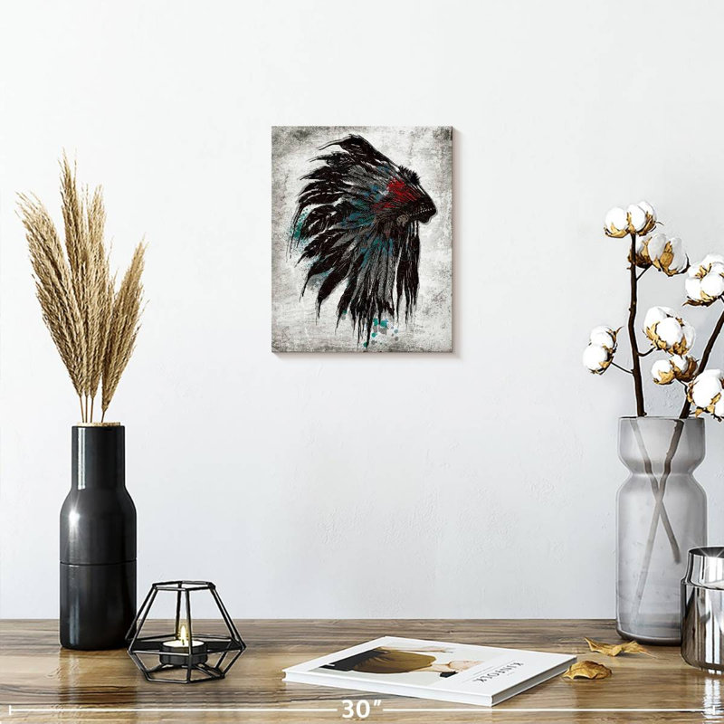 American American Feathered, couvre-chef sur toile, H 10 po x l 8 po x P 1 po