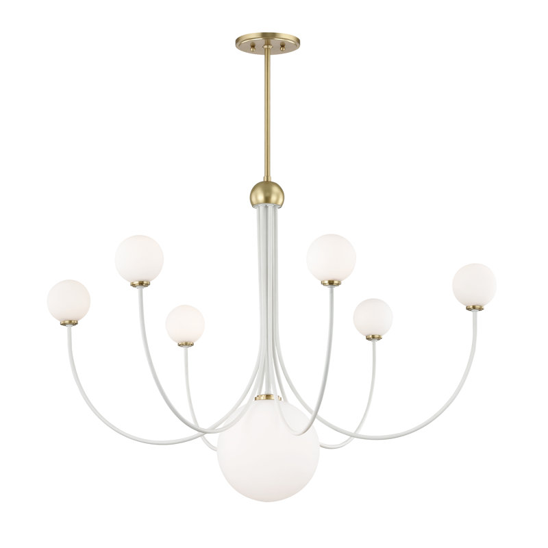  Lustre classique / traditionnel 7 lumières à abat-jour, Latin vieilli / blanc