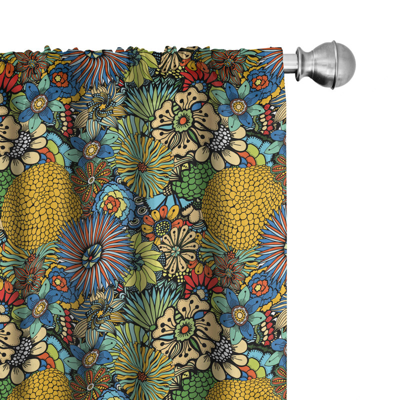  Garden Art Floral Semi-Sheer Rod Pocket Curtain Panels, 28" W x 63" L