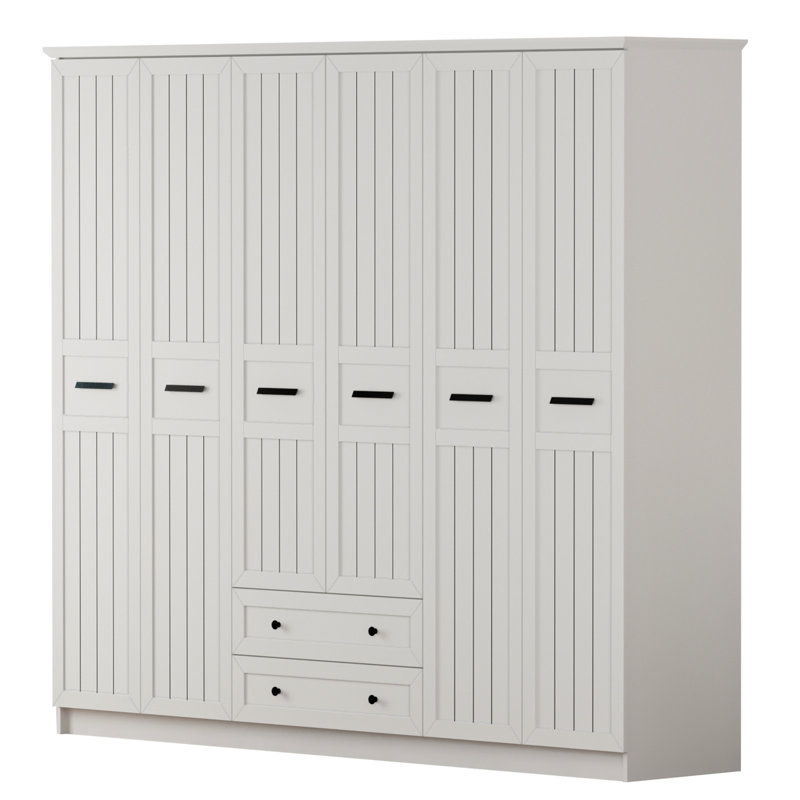 Belliere 6 Door Manufactured Wood Wardrobe, 210cm H x 210cm W x 52cm D