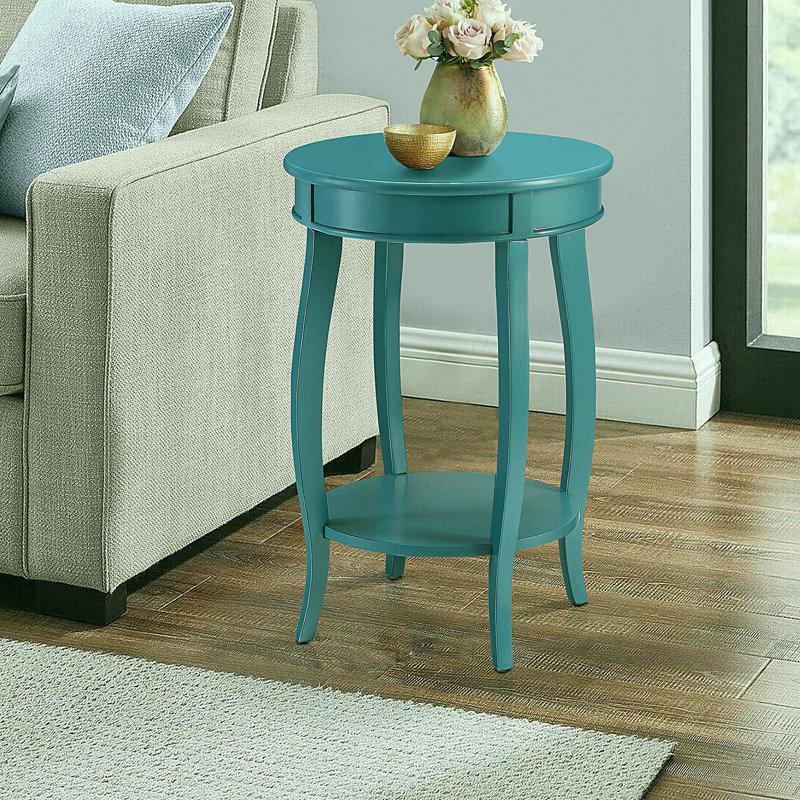 Table d'appoint circulaire vert émeraude avec base, Sarcelle