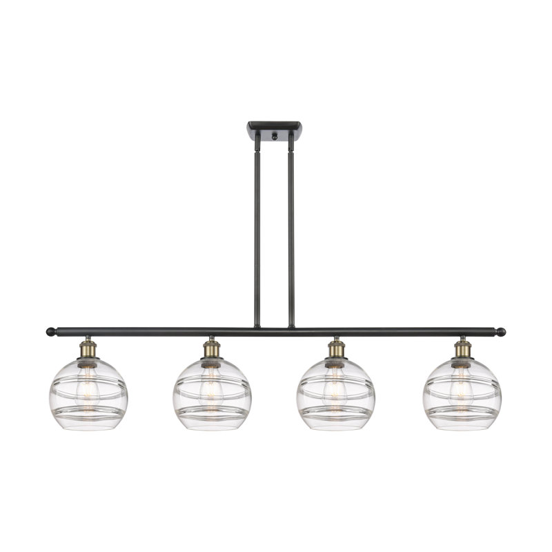 Chartoff 4 - Light Kitchen Island Pendant, Clear, Black Antique Brass