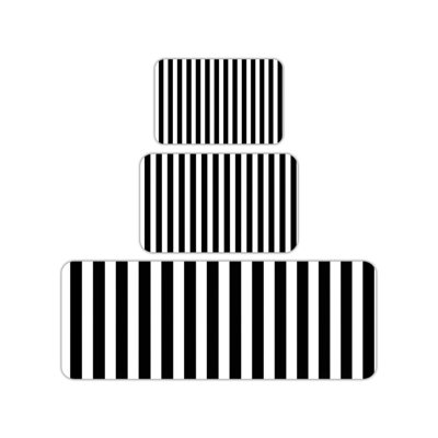 Black & White Stripe Kitchen Floor Mat Set of 3 for Kitchen & Hallway