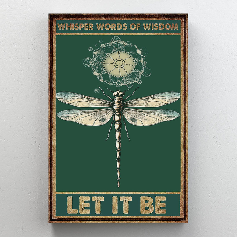 Libellule «Let It Be», impression sur toile rectangulaire 1 pièce, H 36 po x l 24 po x P 1,25 po