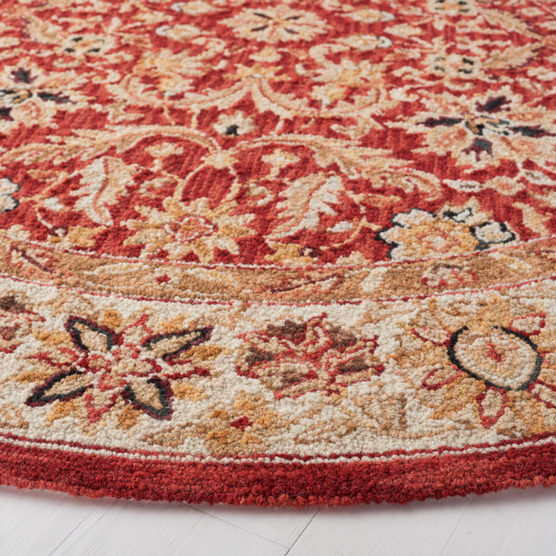 Tapis oriental en laine crocheté à la main Caleb, Rond 3 pi