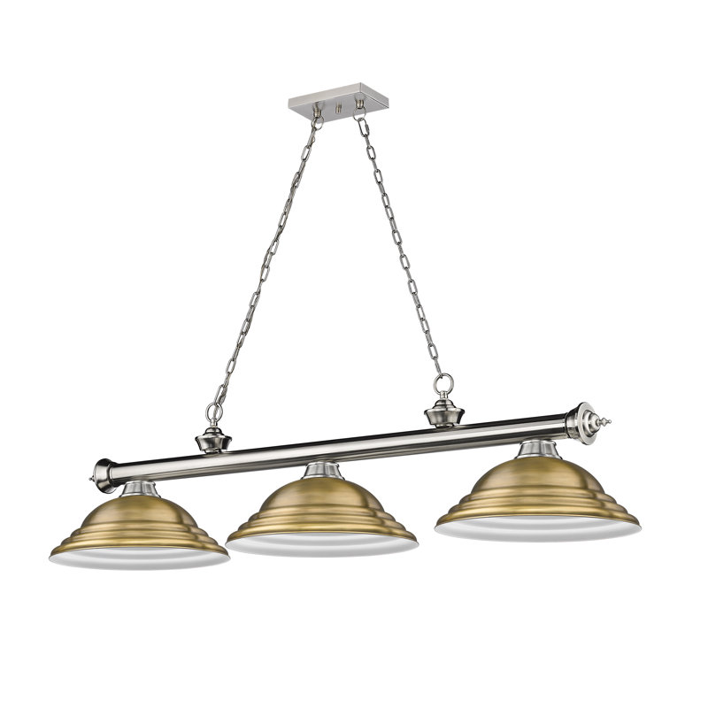 Annaleisa 3 - Light Pool Table Lights Pendant, Silver, Rubbed Brass